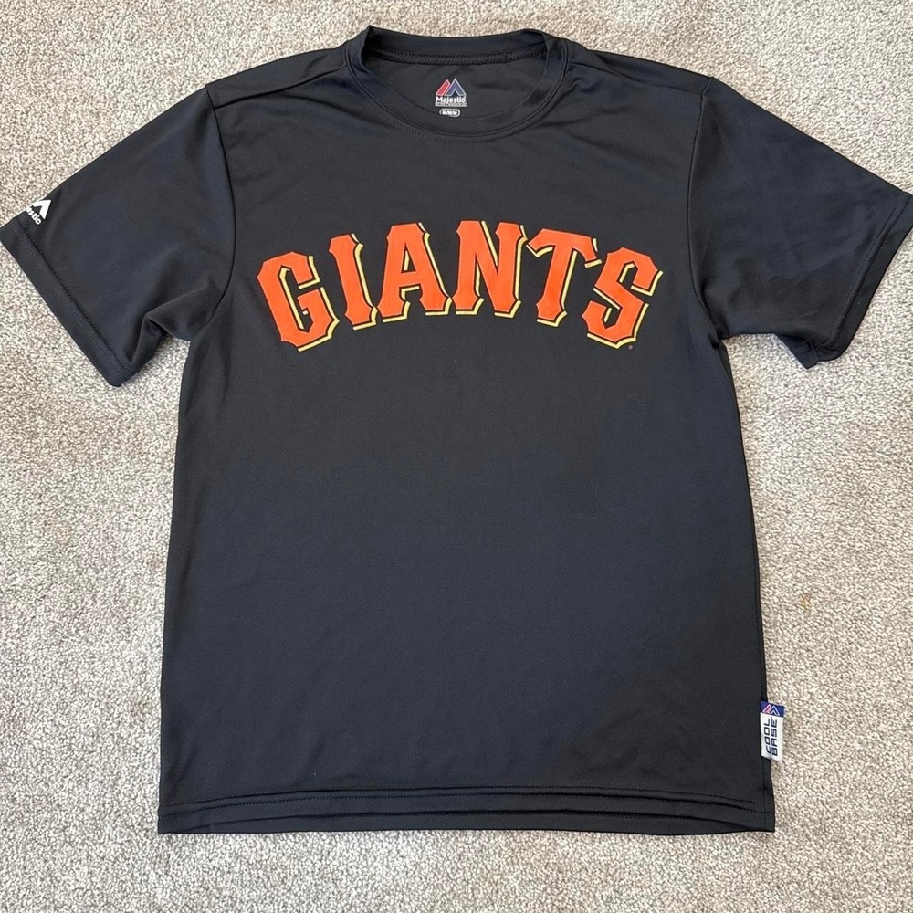 New Majestic San Francisco Giants Boys Medium Black MLB Baseball T-Shirt Youth